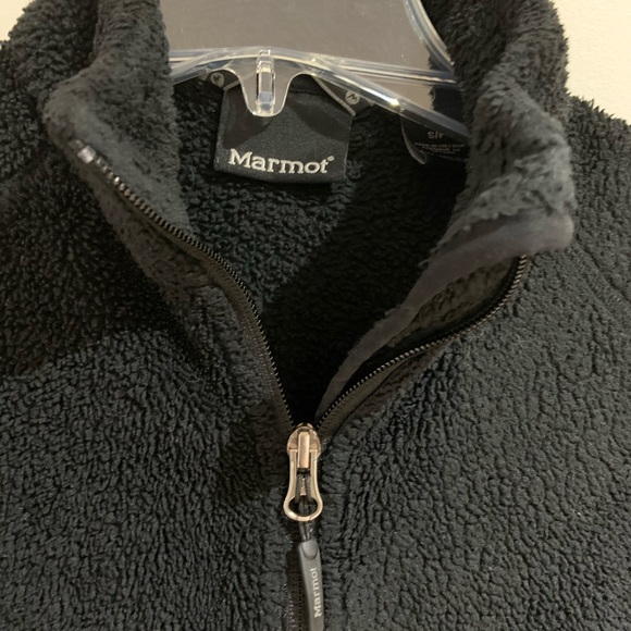Marmot black fuzzy full-zip fleece sweater - Picture 3 of 4